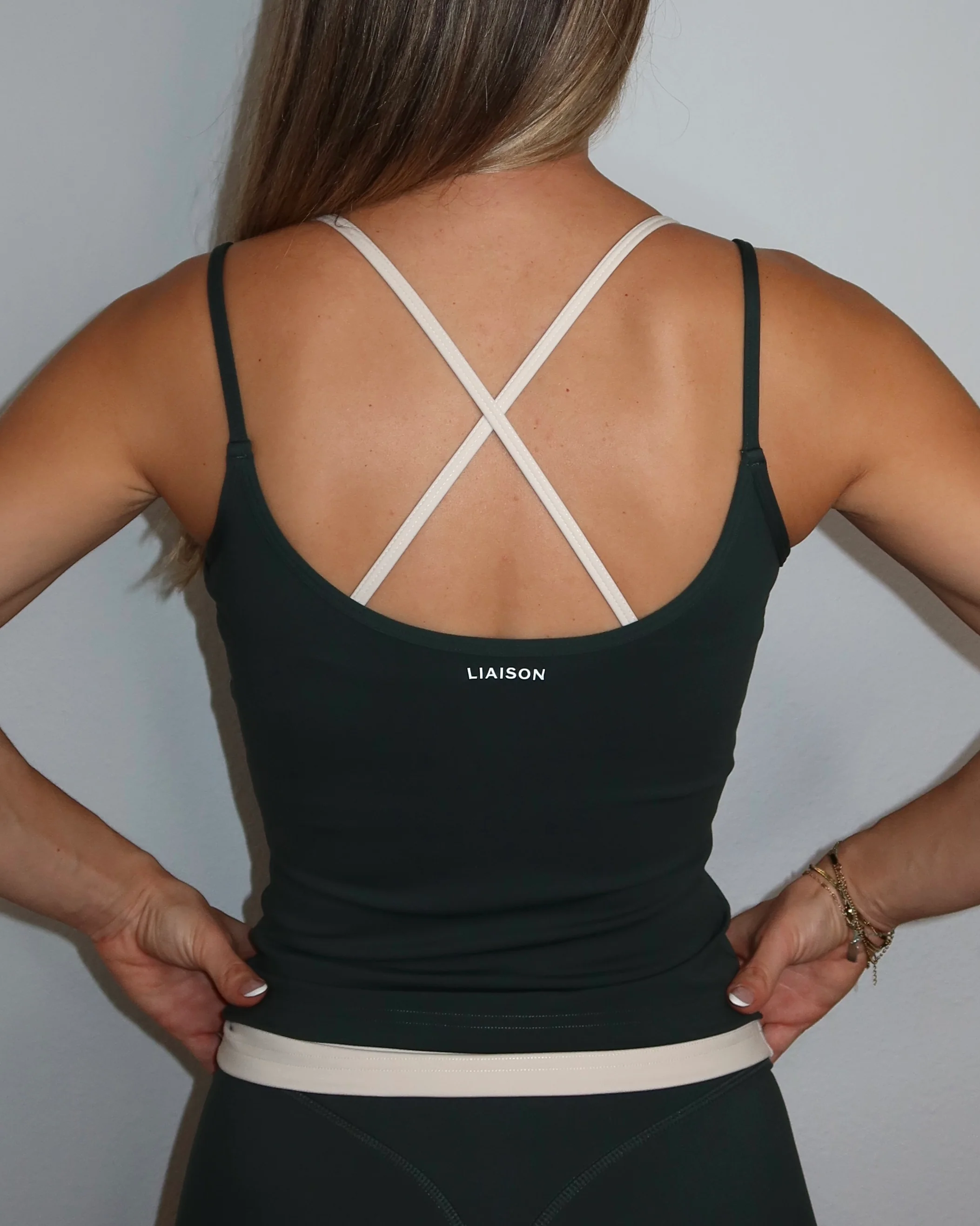 Layered Cross Back Tank - Pine & Sand - Image 4