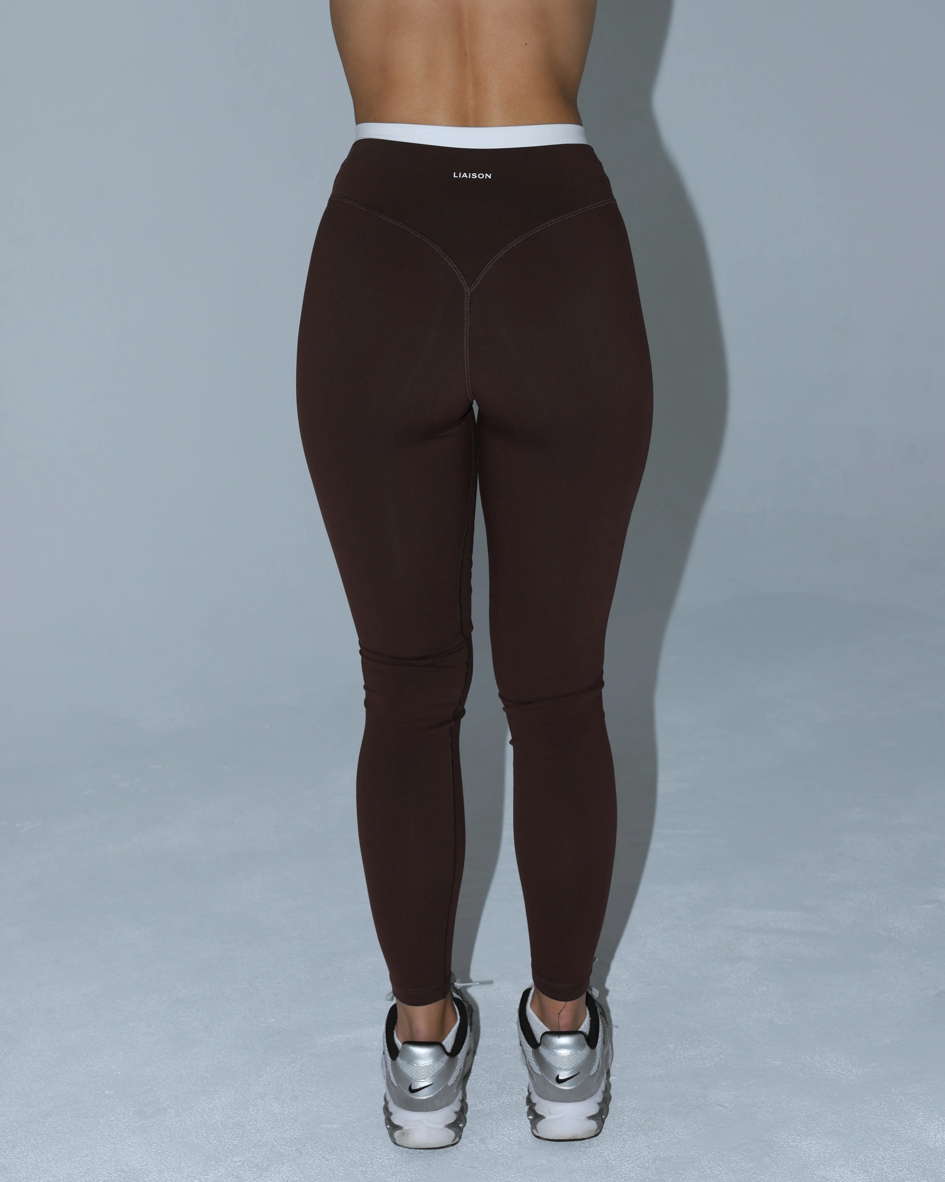 Layered Sculpt Pant - Mocha Brown & White - Image 4