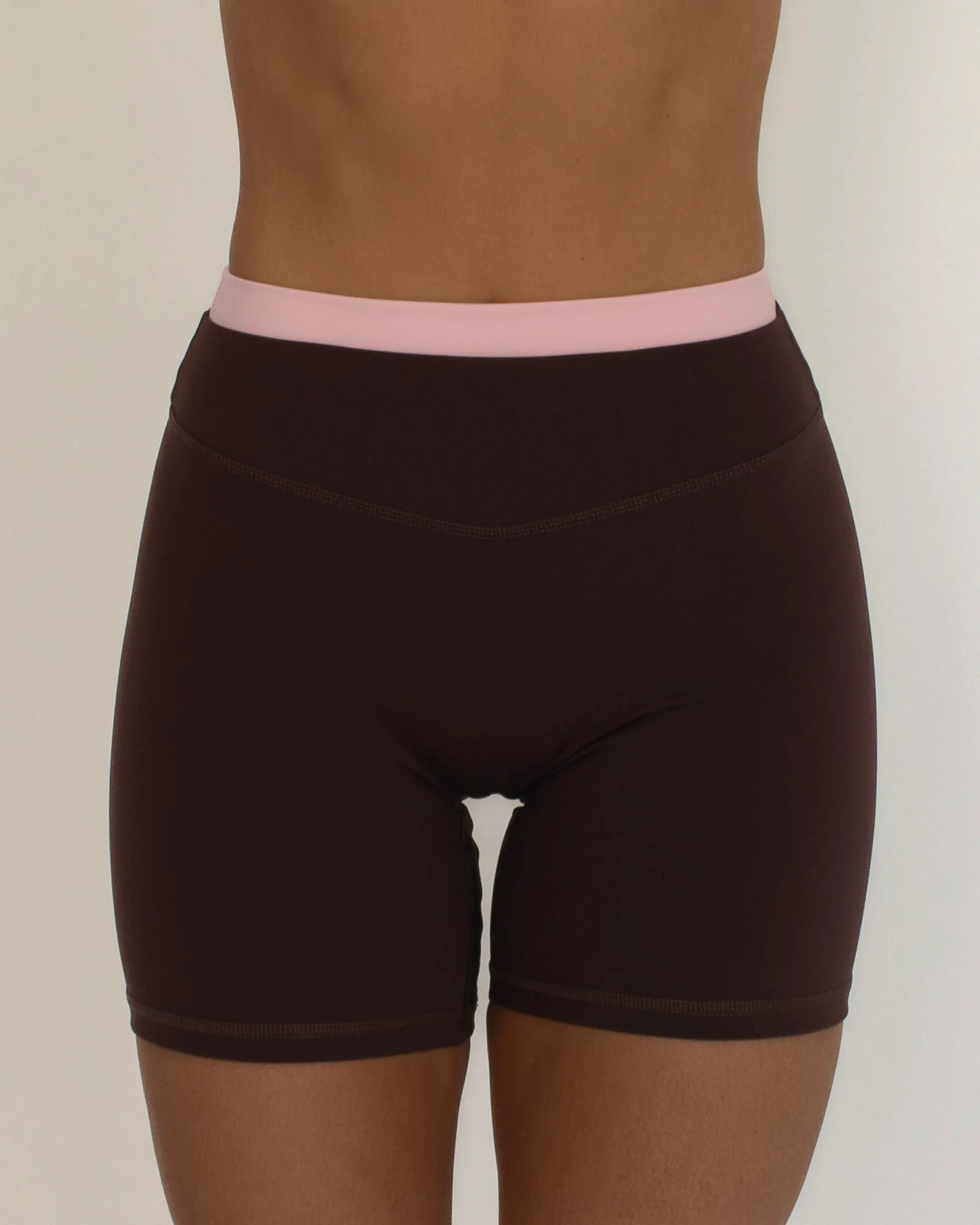 Layered Sculpt Short - Mocha Brown & Soft Pink - Image 2