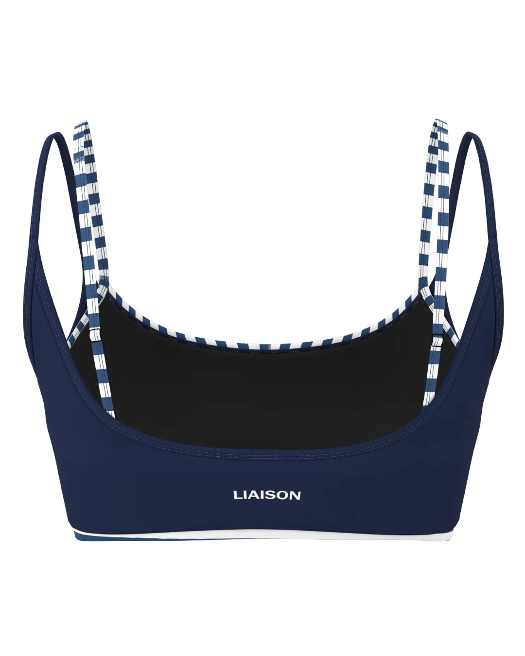 Double Layer Scoop Bra - Navy & Stripes - Image 3