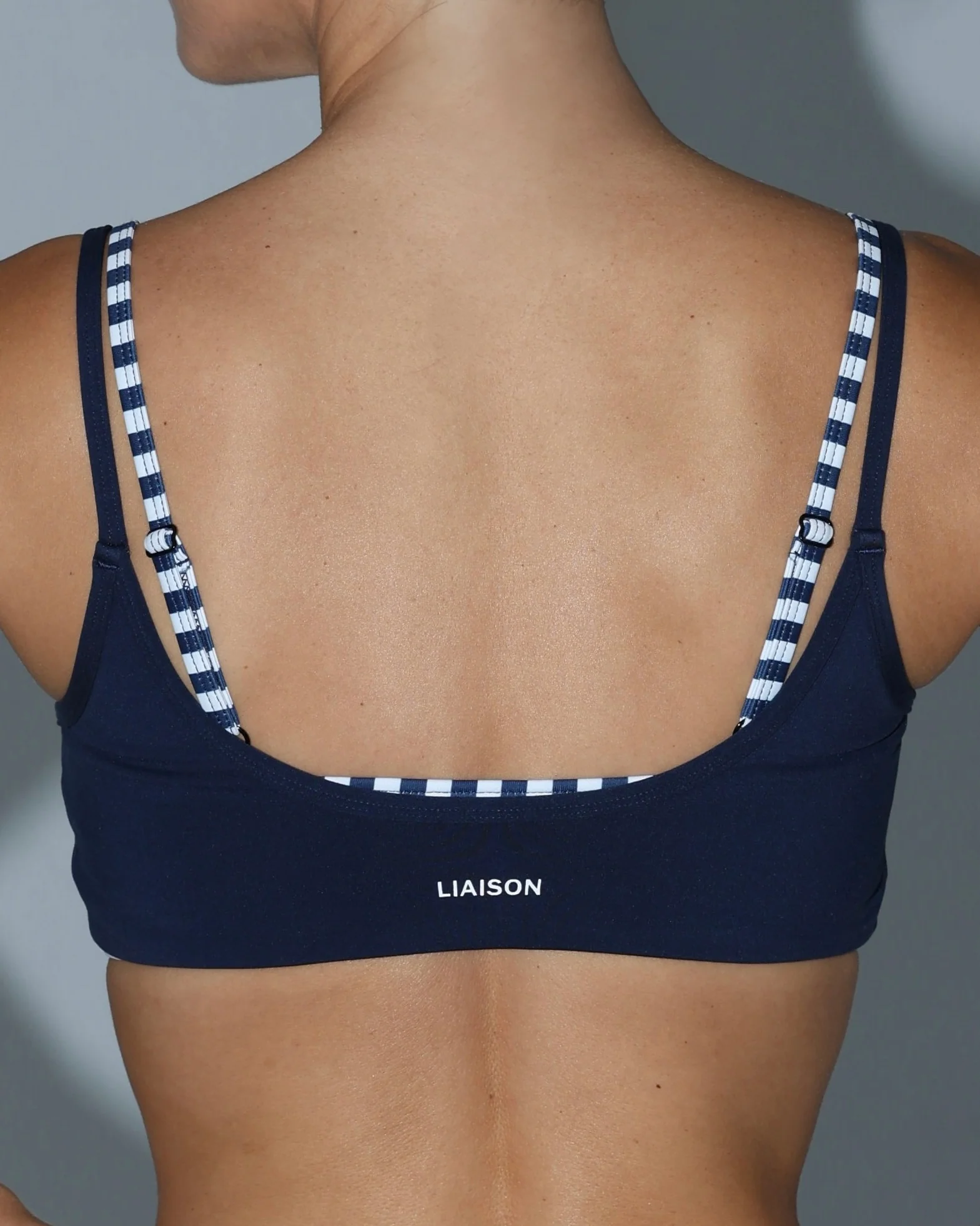 Double Layer Scoop Bra - Navy & Stripes - Image 4