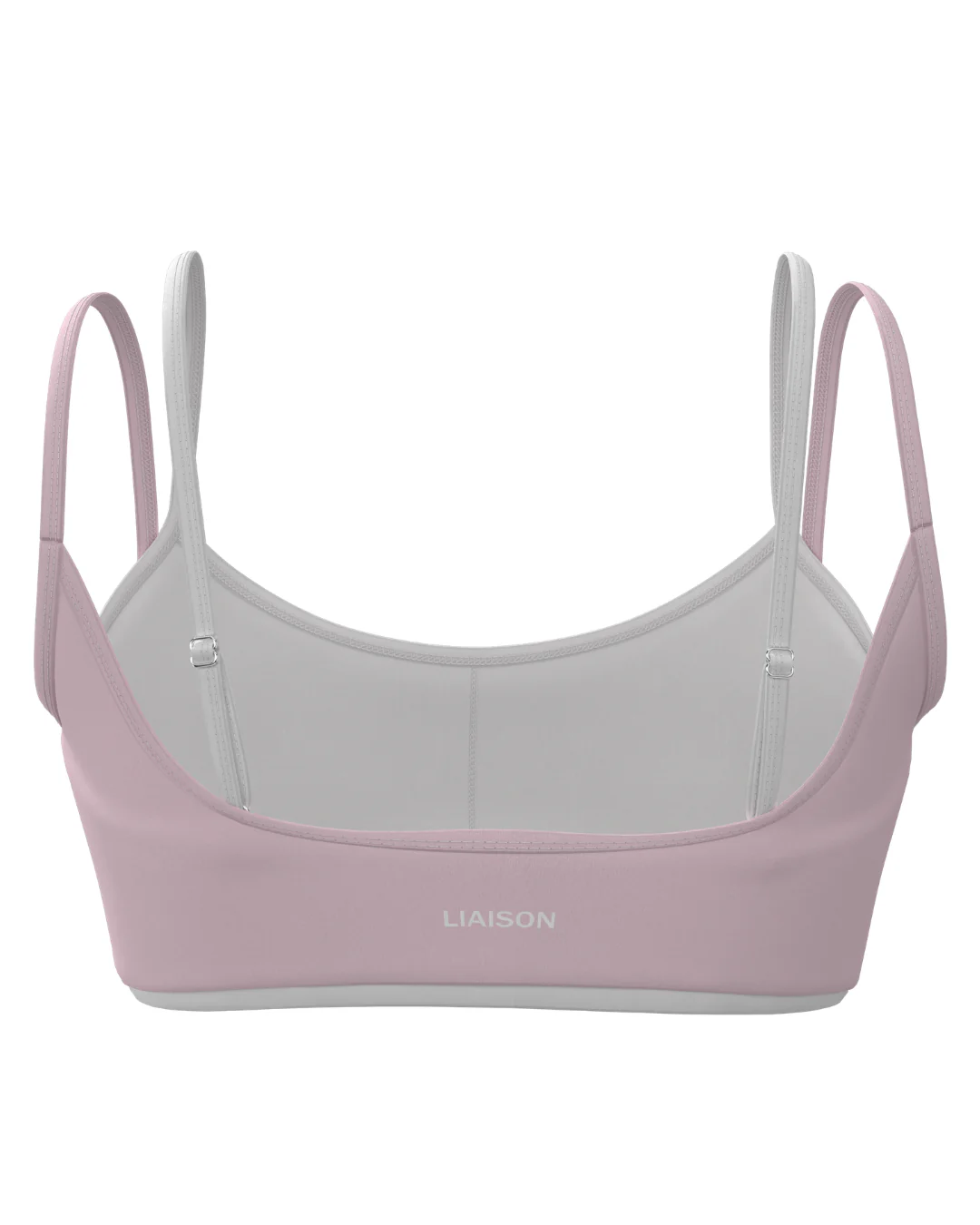 Double Layer Scoop Bra - Soft Pink & White - Image 3