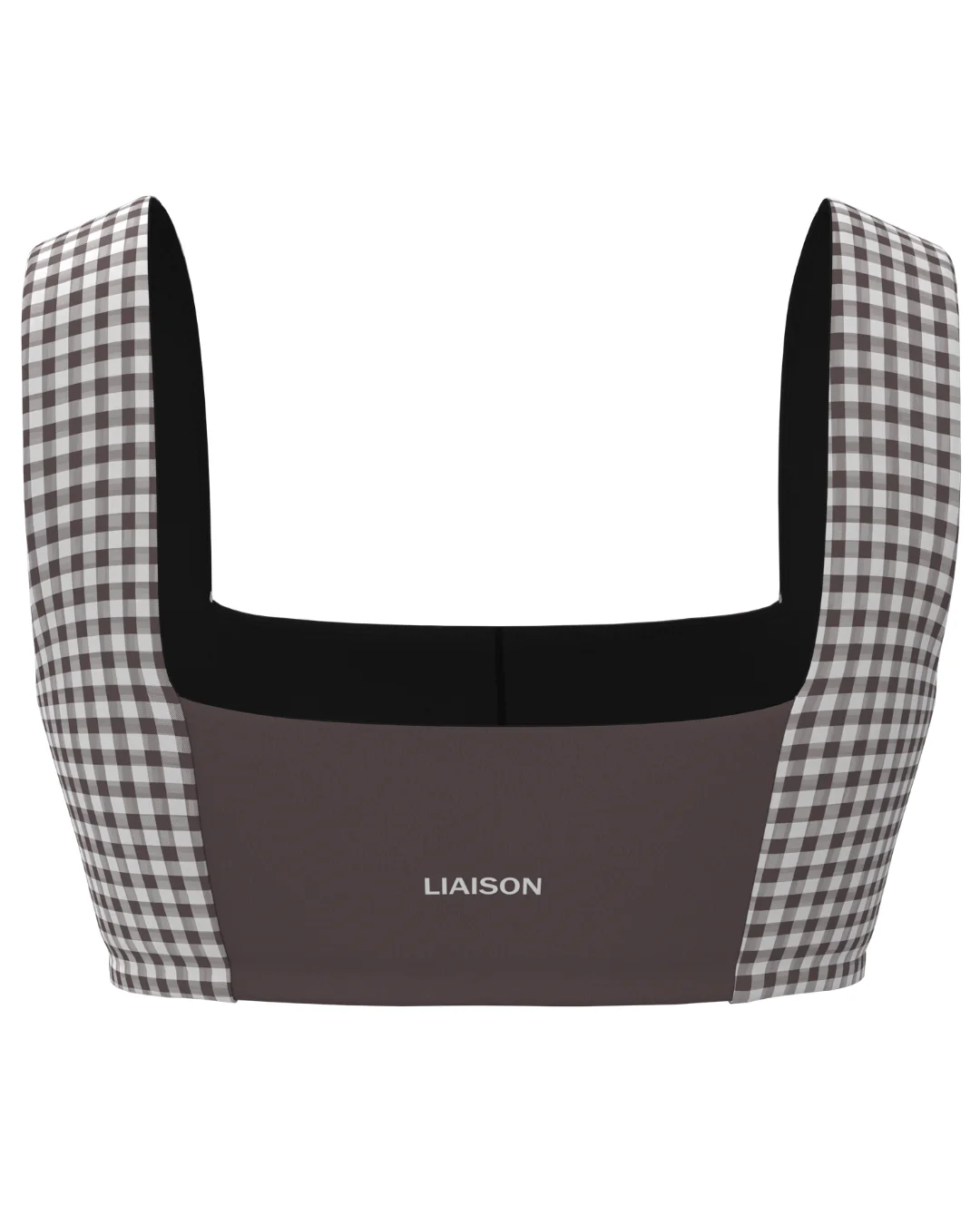 Luxe Square Neck Bra - Ash Brown & Gingham - Image 2