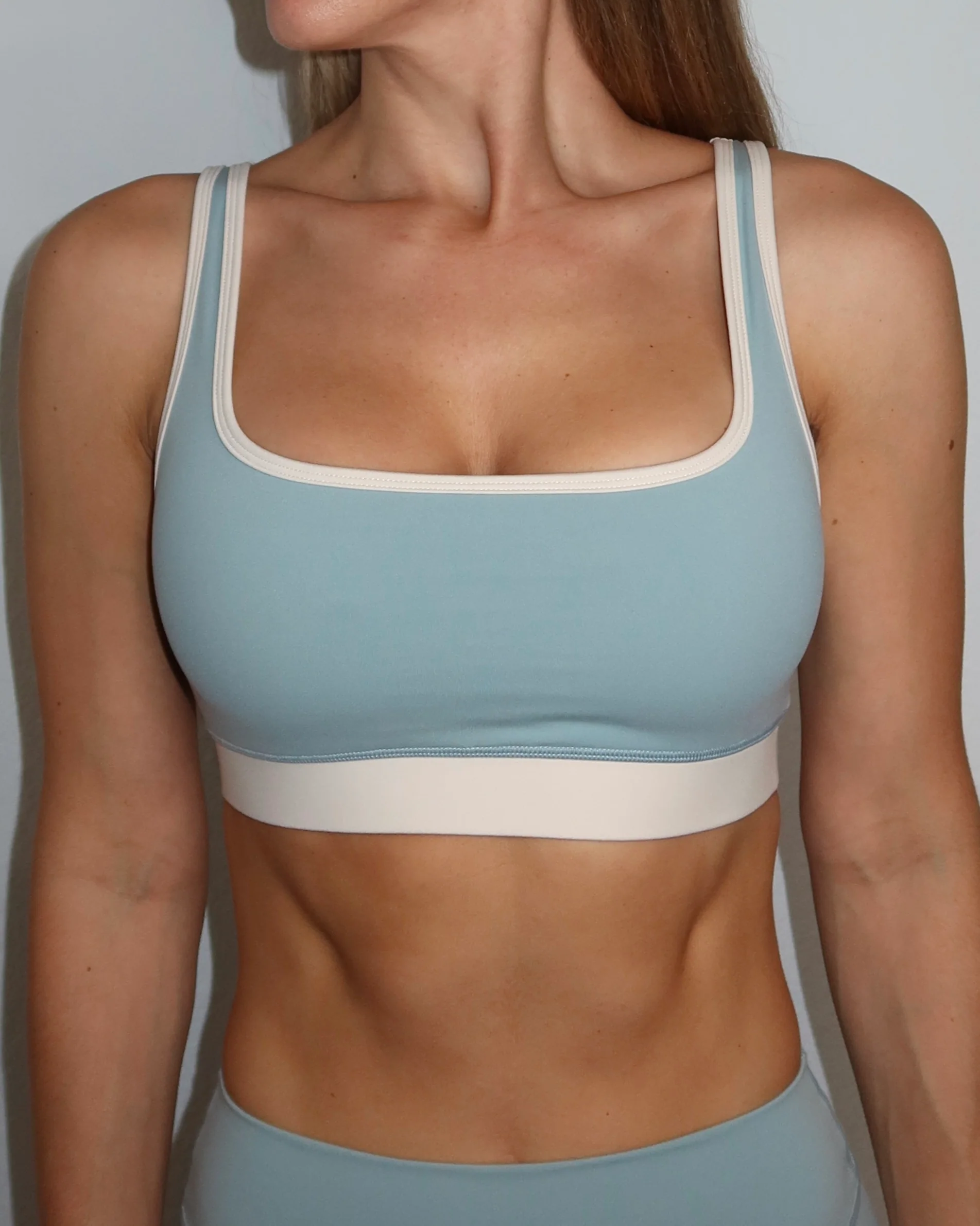 Supportive Contrast Bra - Icey Blue & Sand - Image 3