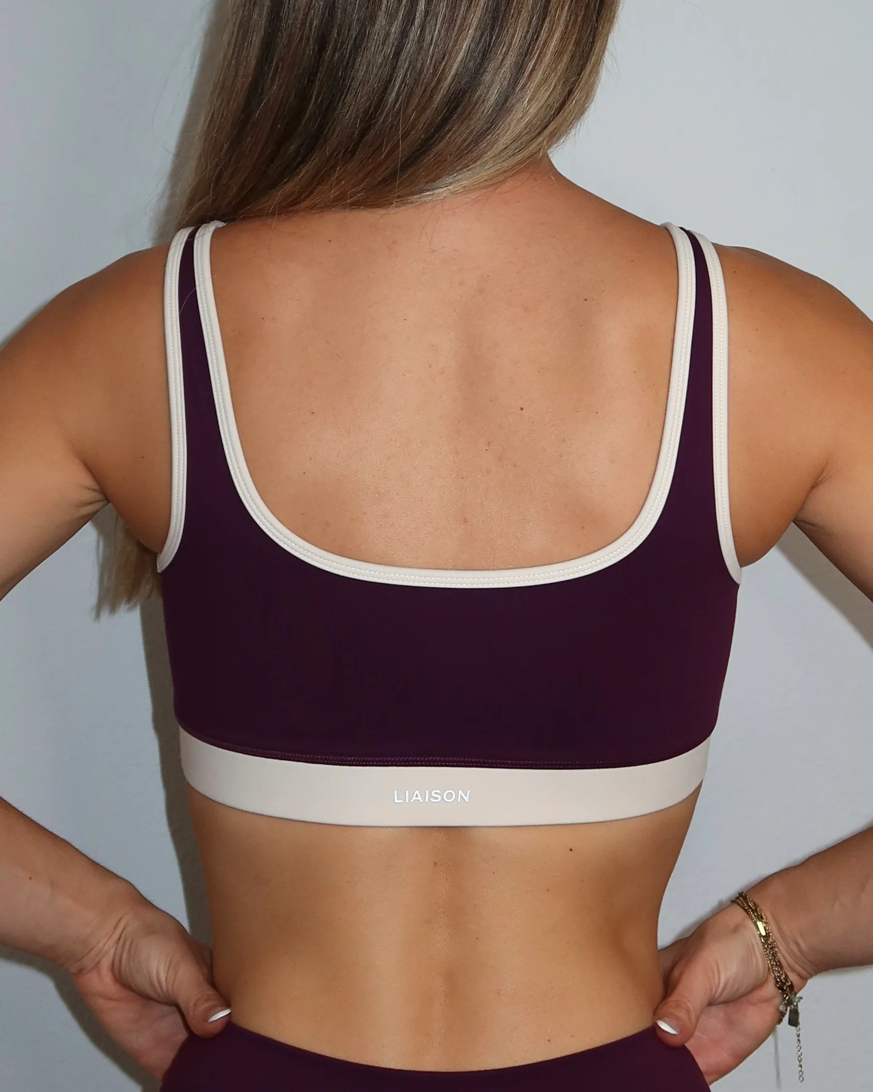 Supportive Contrast Bra - Merlot & Sand - Image 4