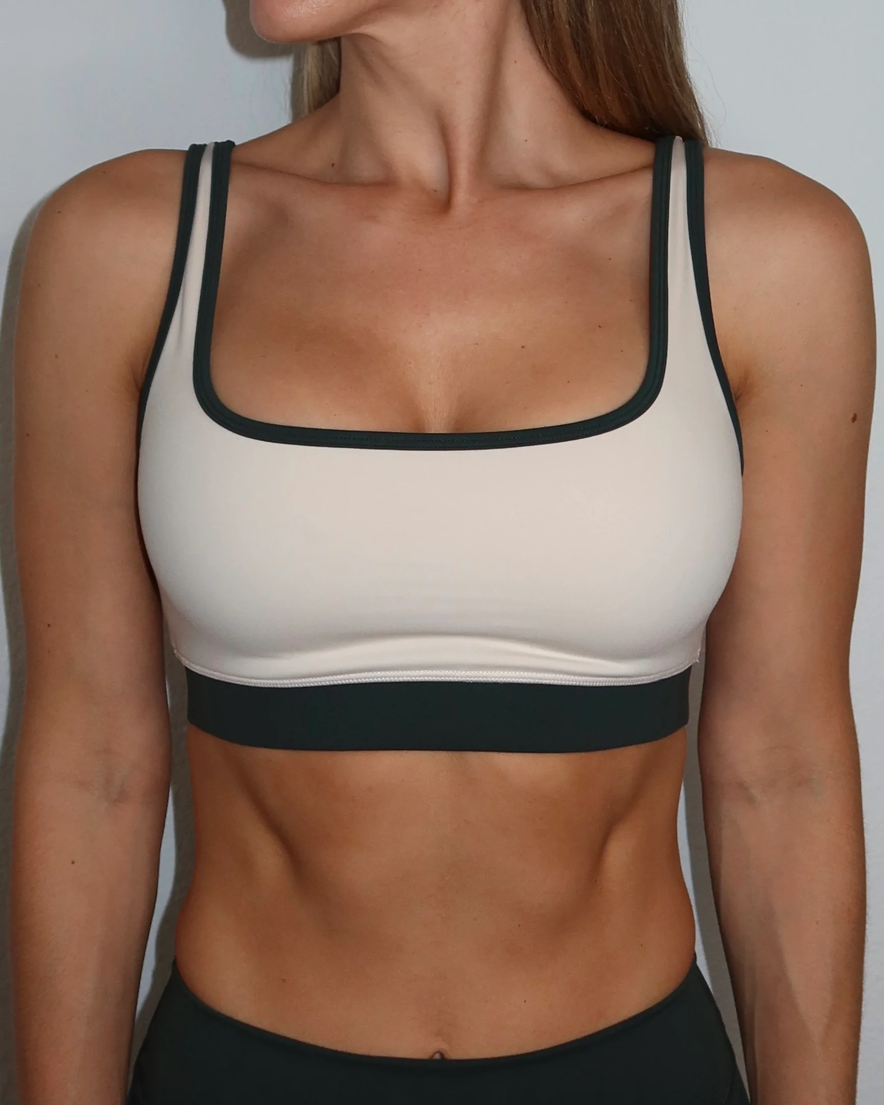 Supportive Contrast Bra - Sand & Pine - Image 3