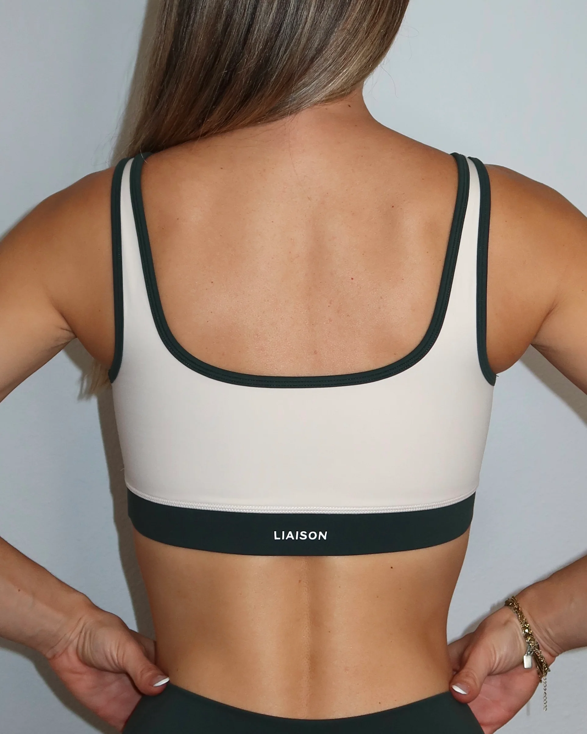 Supportive Contrast Bra - Sand & Pine - Image 4