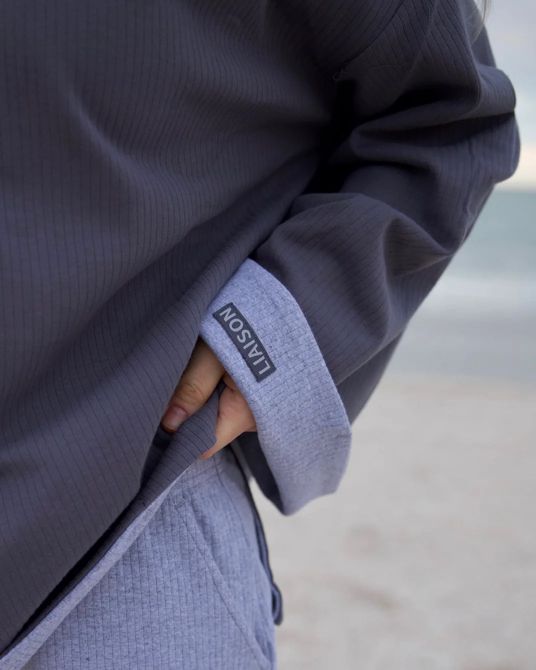 The Oversized Reversible Crew - Heathered Gray/Washed Navy - Image 3