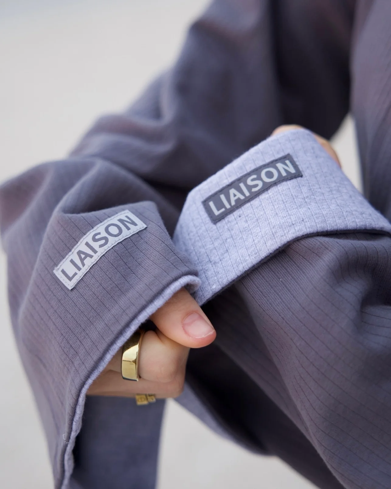 The Oversized Reversible Crew - Heathered Gray/Washed Navy - Image 4